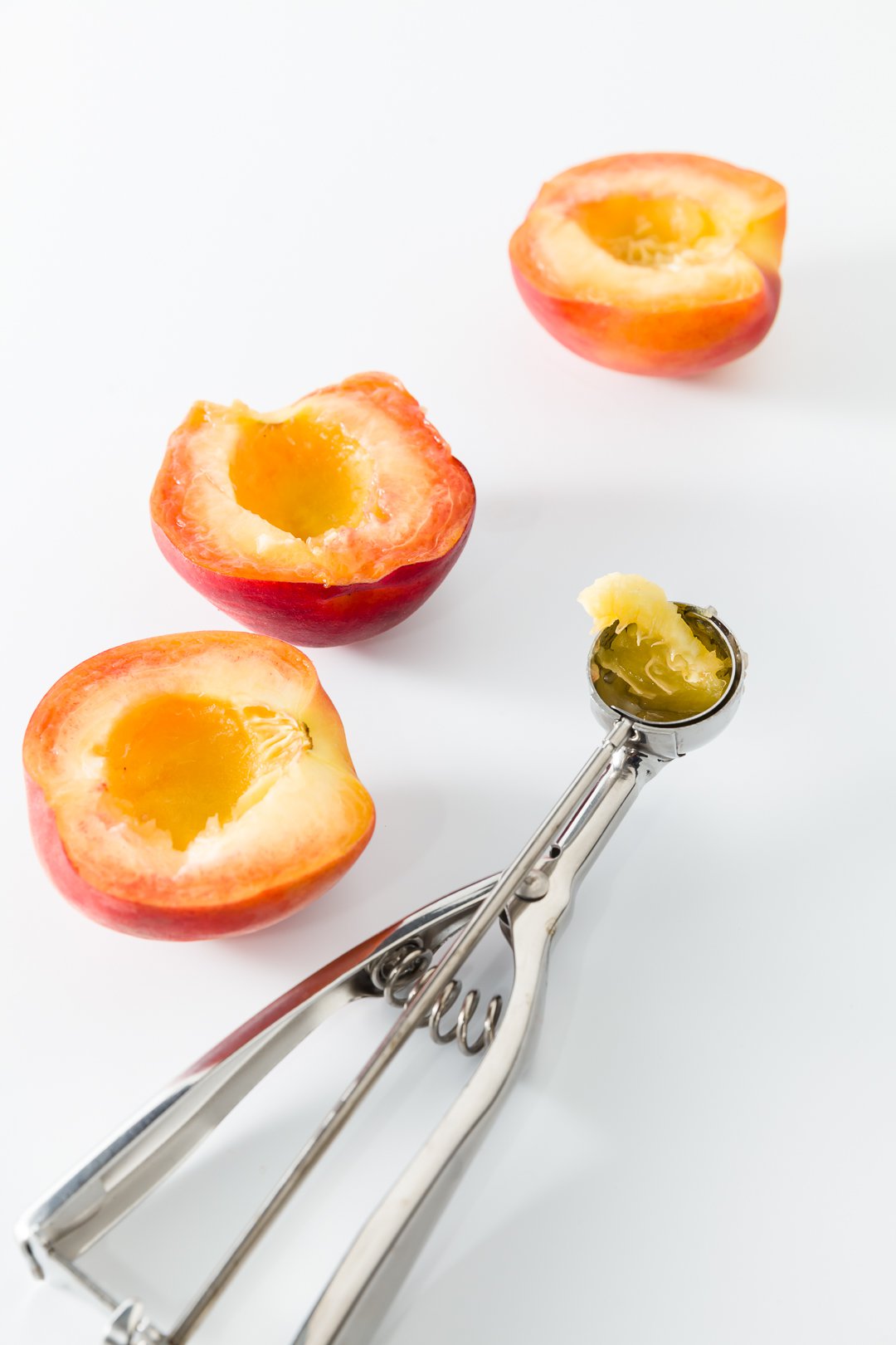 Peaches with middles scooped out