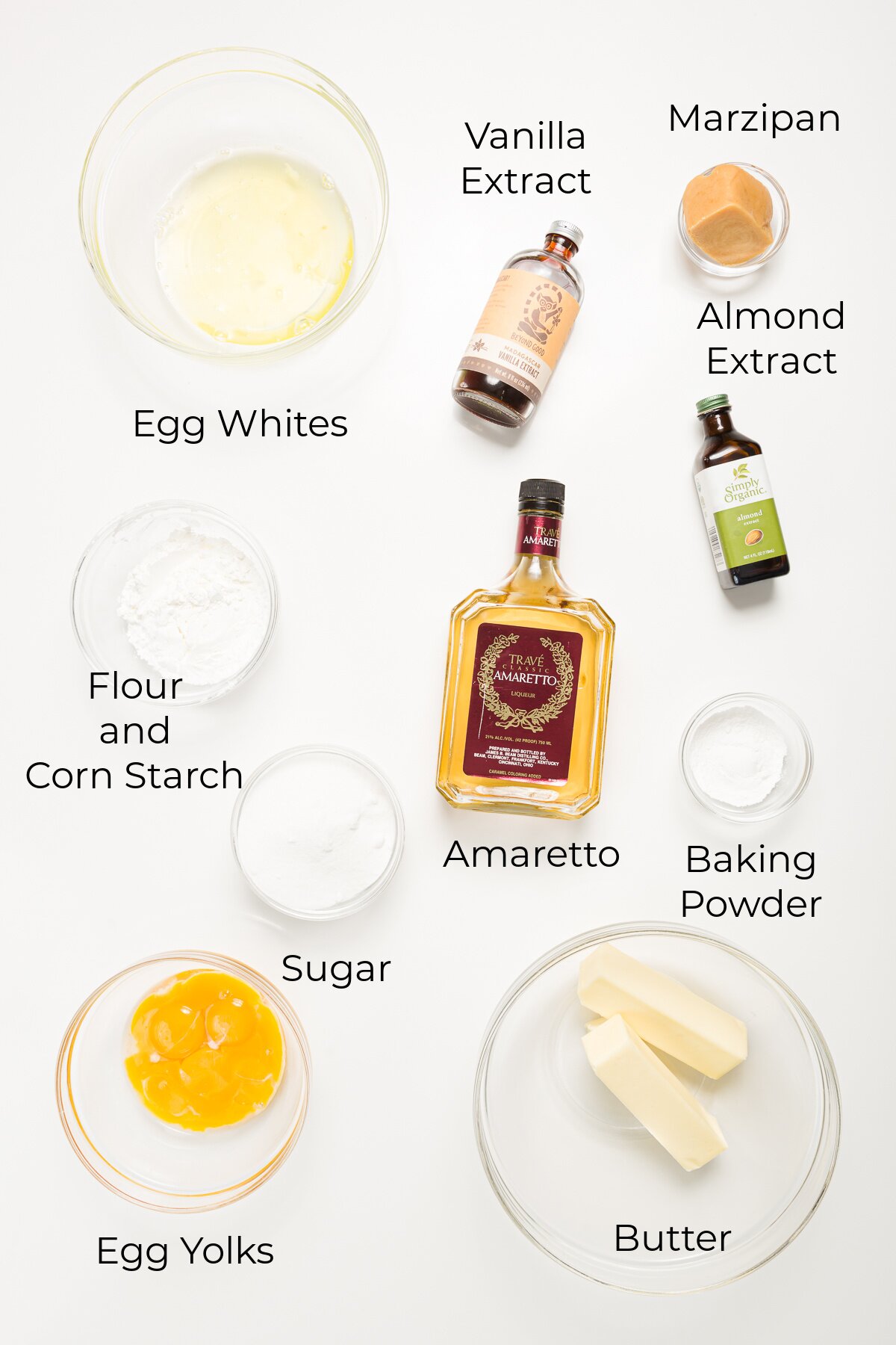 Overhead shot of baumkuchen ingredients