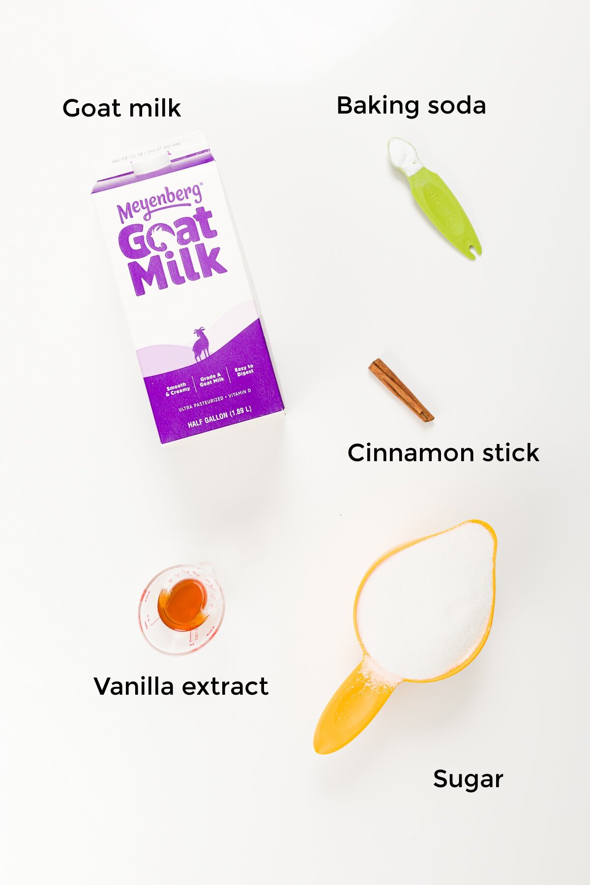 overhead view of ingredients needed to make cajeta