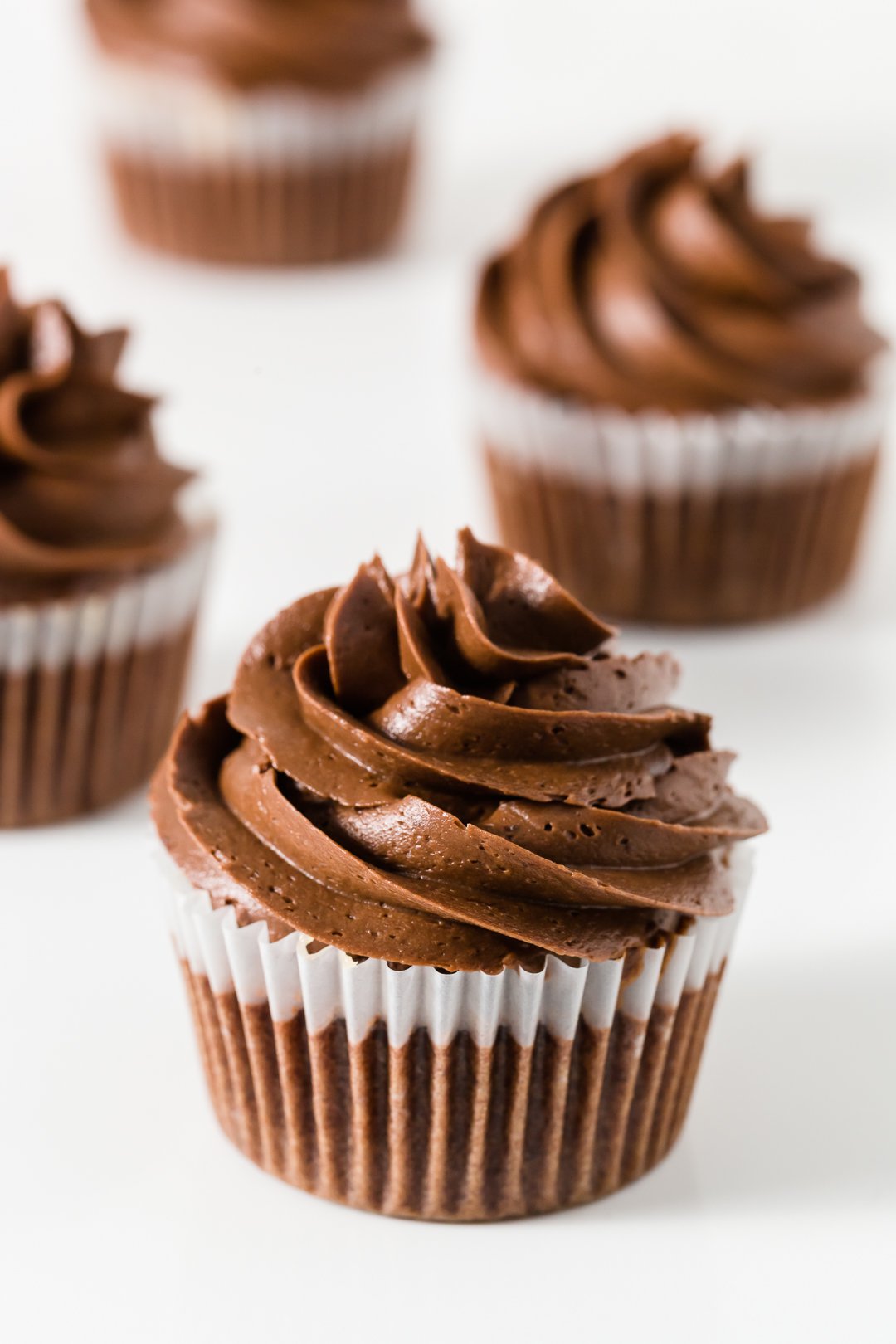 Chocolate cupcakes with chocolate buttercream frosting