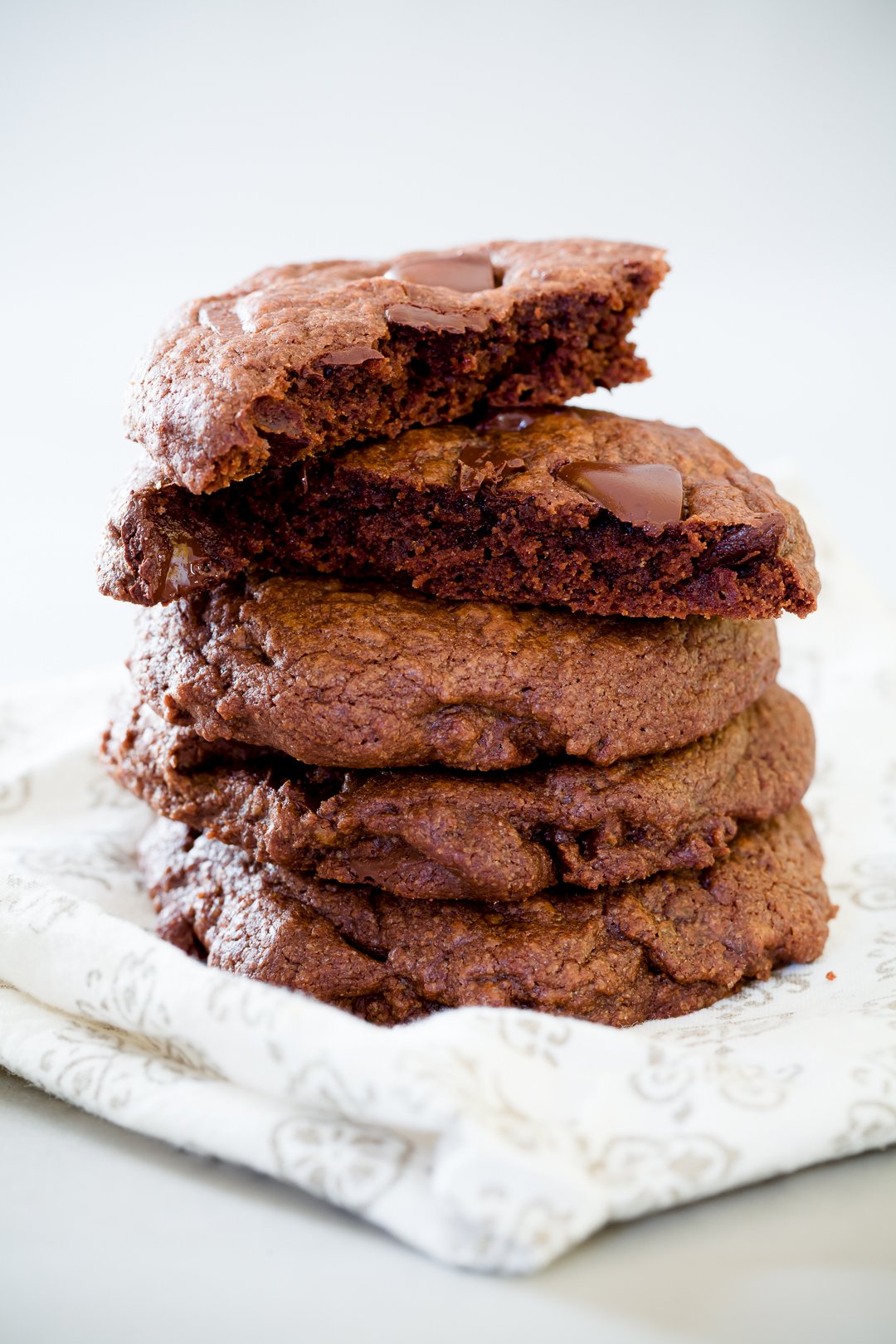 Stack of Double Chocolate Chip Cookies