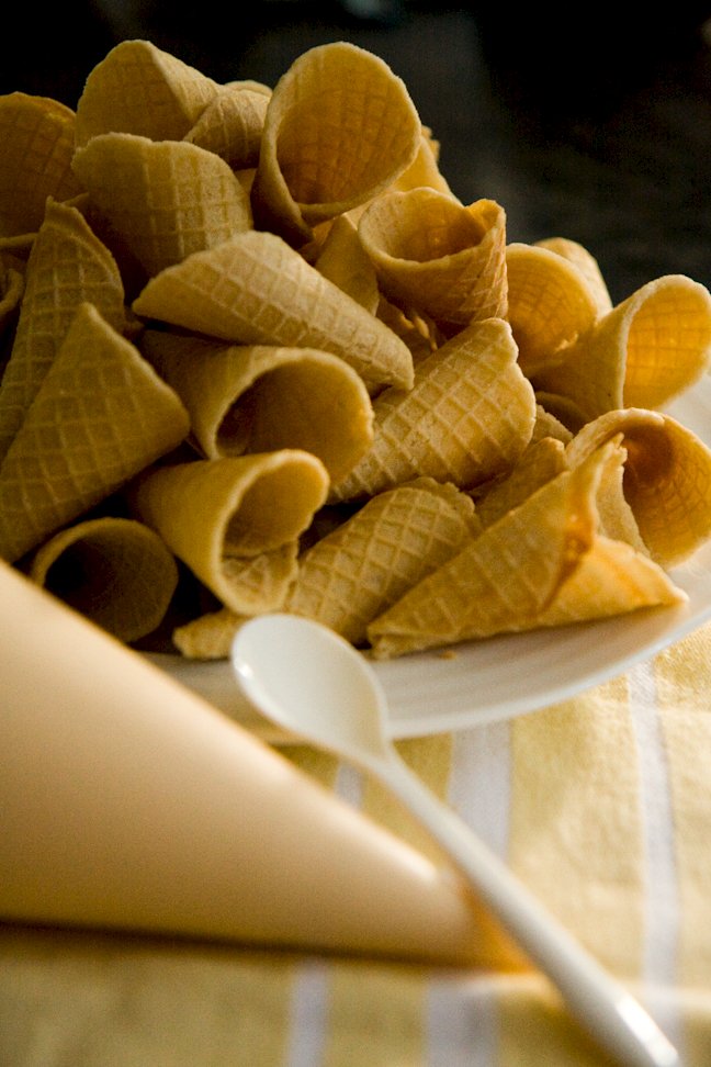 pile of mini waffle cones