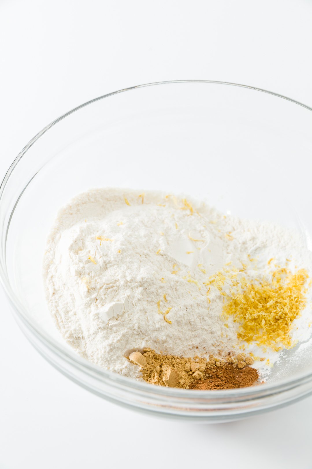 Dry ingredients for peach muffins