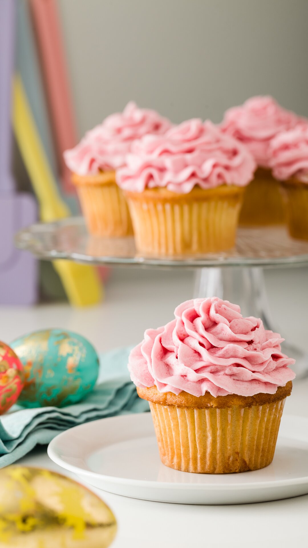 Cupcakes Topped with Raspberry Frosting